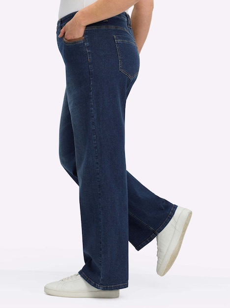Jeans Jeans mit weitem Bein und Paspelierung Formbund Uni