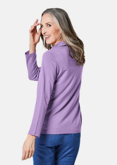 Langarm Poloshirt mit Schmuckband an Knopfleiste