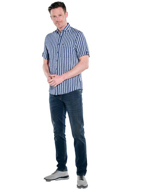 engbers Herren Kurzarm-Hemd gestreift , Saphirblau