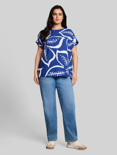 T-Shirt im Material-Mix