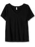 T-Shirt T-Shirt mit V-Ausschnitt, Rippqualität Kurzarm Uni Ohne Kragen