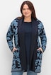 Longstrickjacke Langarm Jacquard Mehrfarbig Schalkragen