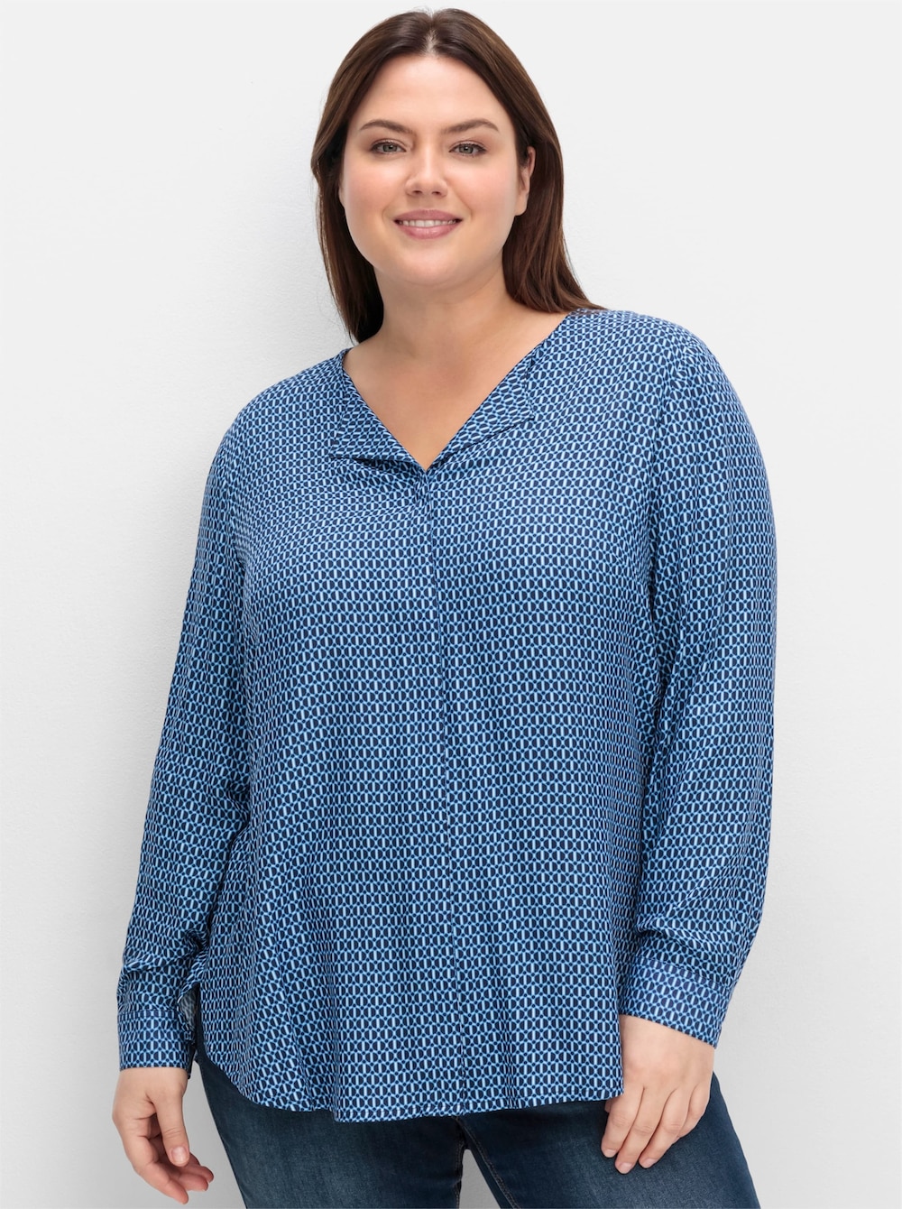Hemdbluse Langarm Sonstiges Muster Ohne Kragen