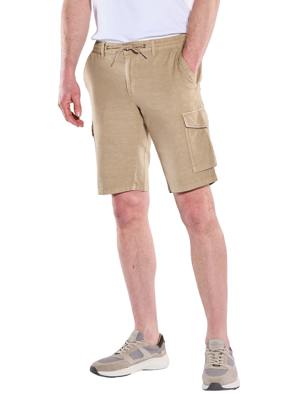 Herren Cargo Shorts in Leinenoptik , Cognac