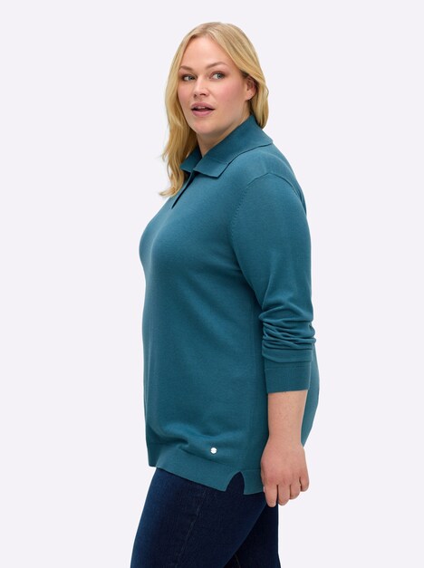 Pullover Langarm Jersey Uni Rollkragen