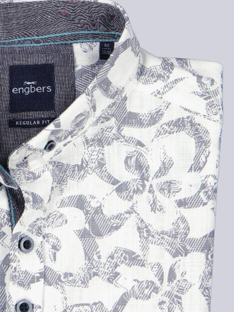 engbers Herren Langarm-Hemd gemustert , Hellgrau