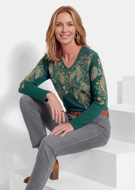 Glitzershirt mit Paisley-Druck