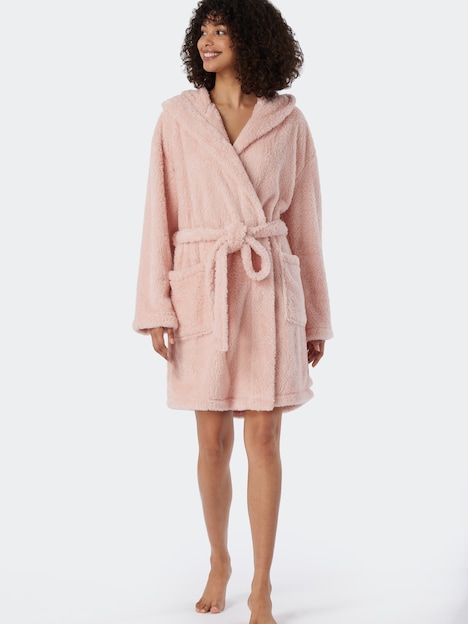 Schiesser Damen Bademantel Teddy Fleece - rosé