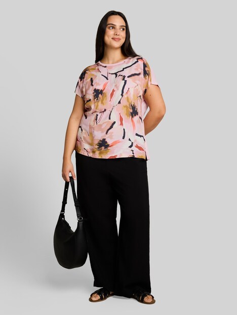 T-Shirt im Material-Mix