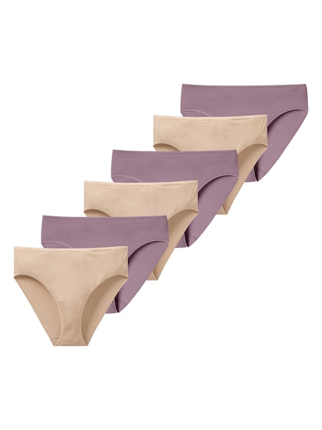 Schiesser Damen Slip Essentials 6-Pack mauve,beige