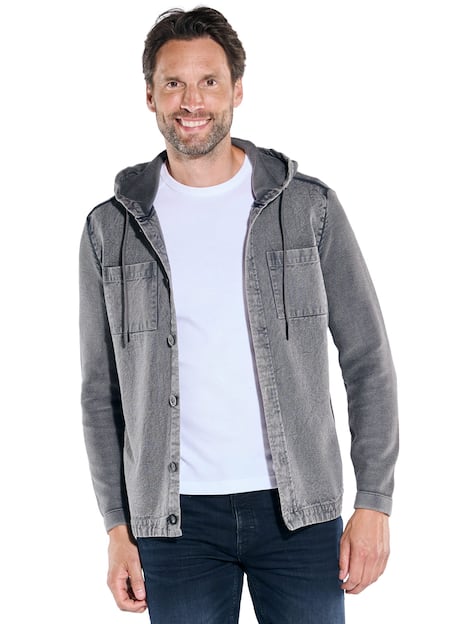 engbers Herren Cardigan mit Kapuze , Dunkelgrau