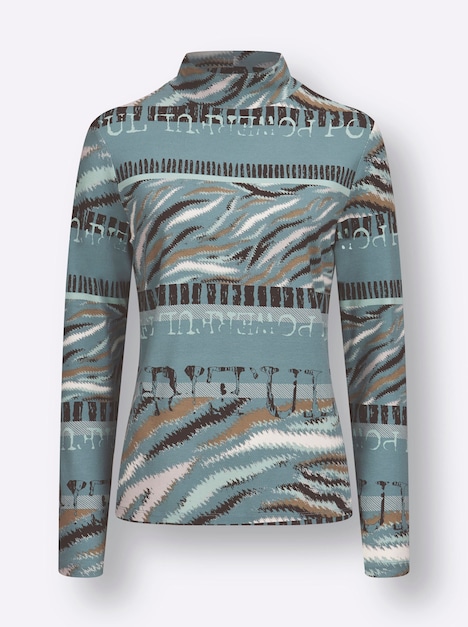 Stehkragen-Shirt Langarm Sonstiges Muster Stehkragen