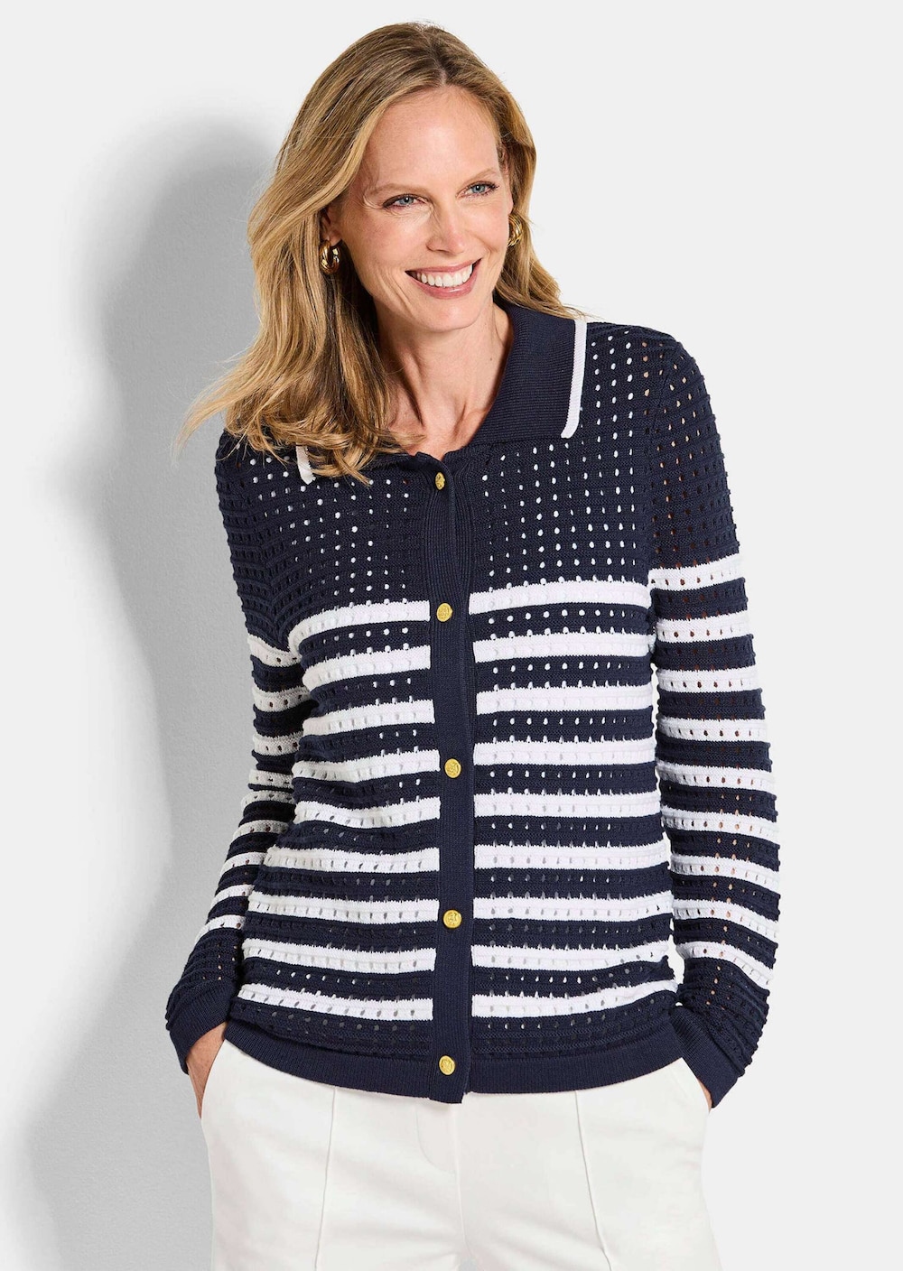 Polopullover mit Lochmuster