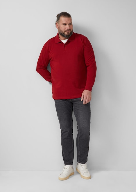Langarm-Poloshirt aus Baumwoll-Piqué mit Bündchen