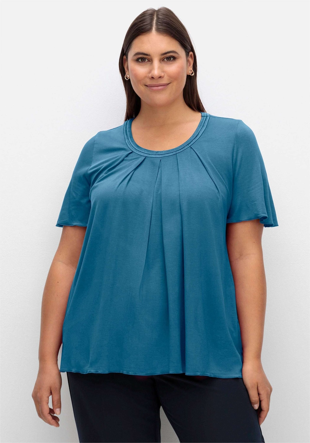 T-Shirt Kurzarm Uni Ohne Kragen