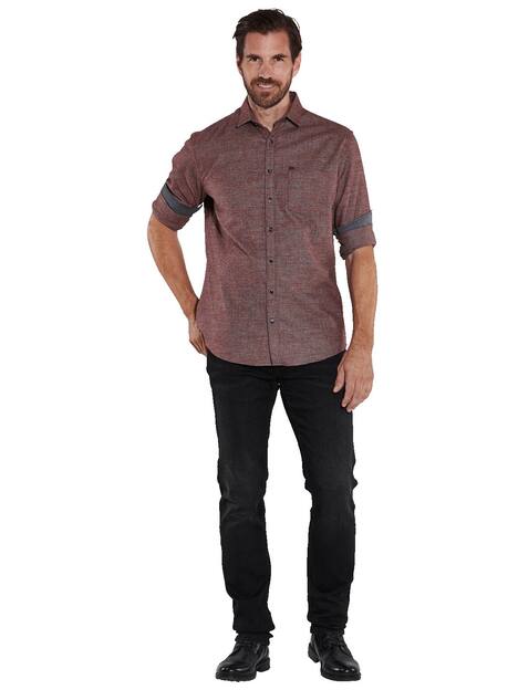 engbers Herren Langarm-Hemd uni , Rot