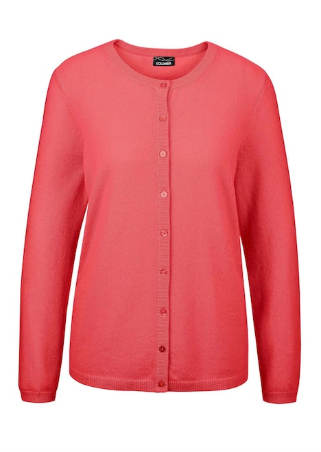 Kaschmirstrickjacke mit Rundhalsausschnitt