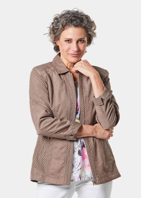 Velourslederimitat-Blazer mit Perforierung