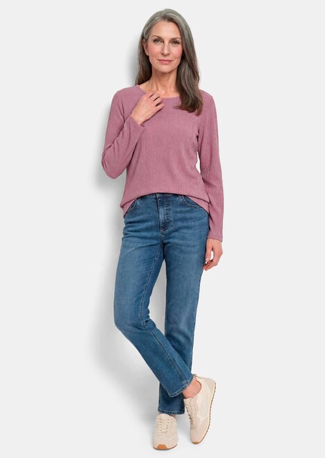 Langarm Melange Jersey-Oberteil
