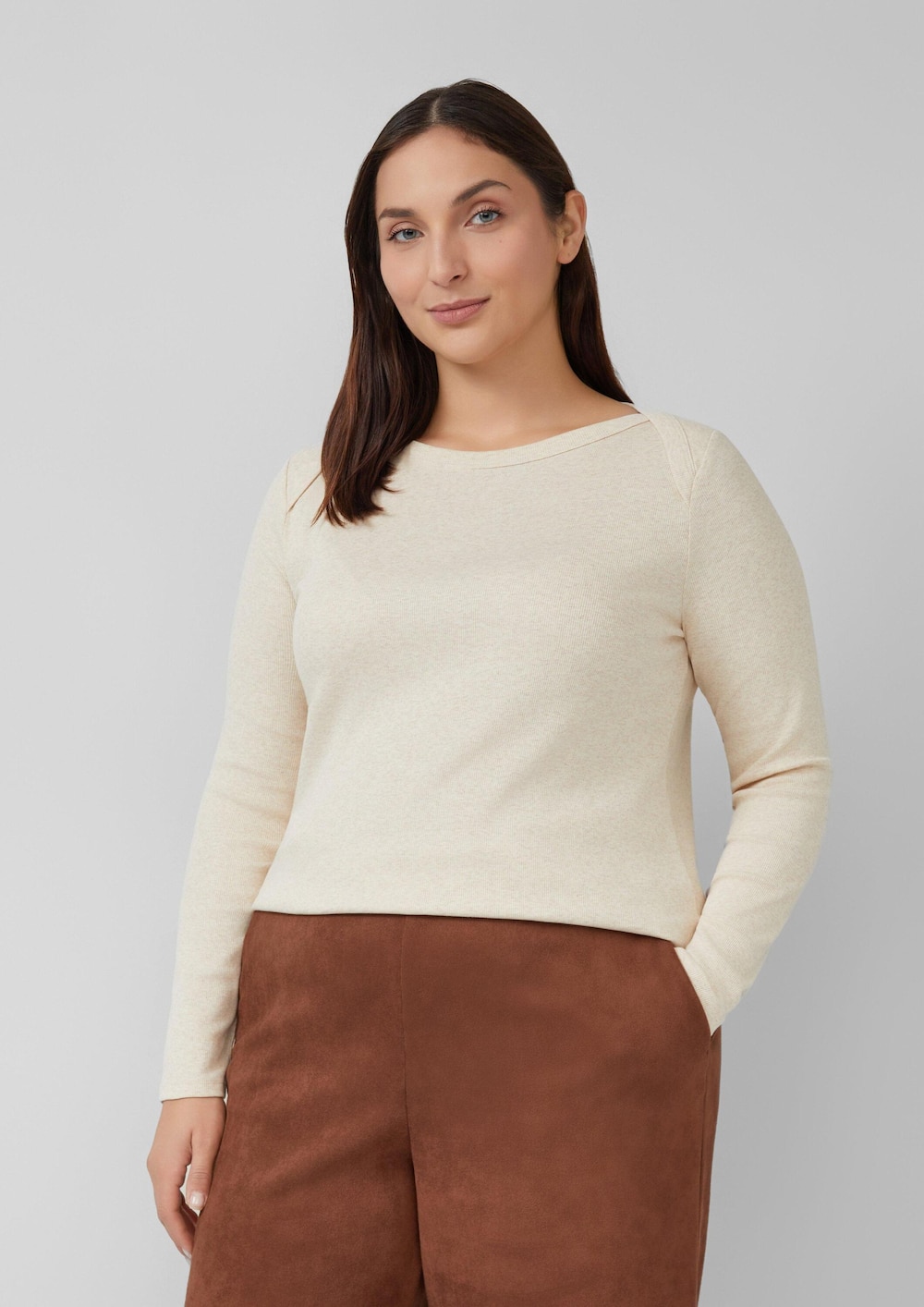 Langarmshirt mit U-Boot-Ausschnitt