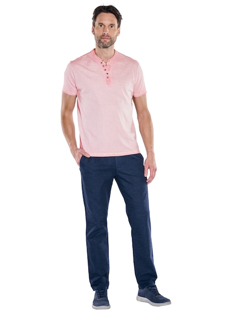 Herren Henley T-Shirt , Rosa