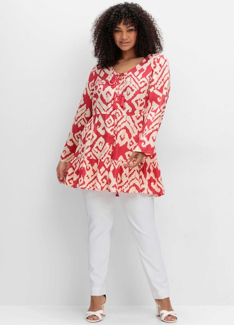 Longbluse Langarm Sonstiges Muster Ohne Kragen