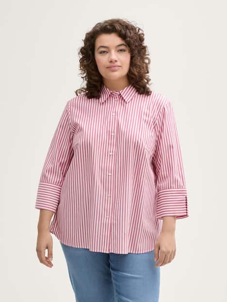 Tom Tailor Women PLUS Blusen & Shirts Plus Size - Loose Fit Bluse mit Streifenmuster