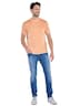 Herren Rundhals T-Shirt mit Badge an der Brust , Orange