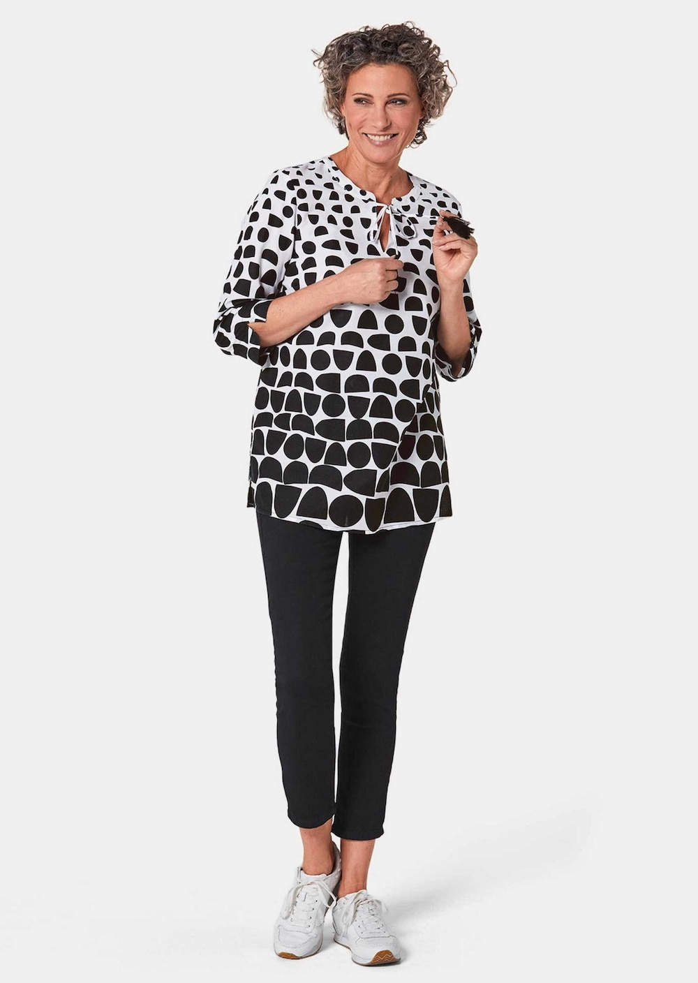 GOLDNER Blouse met print Gedessineerde blouse van puur katoen