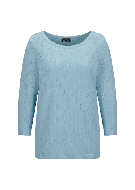 Halbarm Baumwollpullover mit Struktur