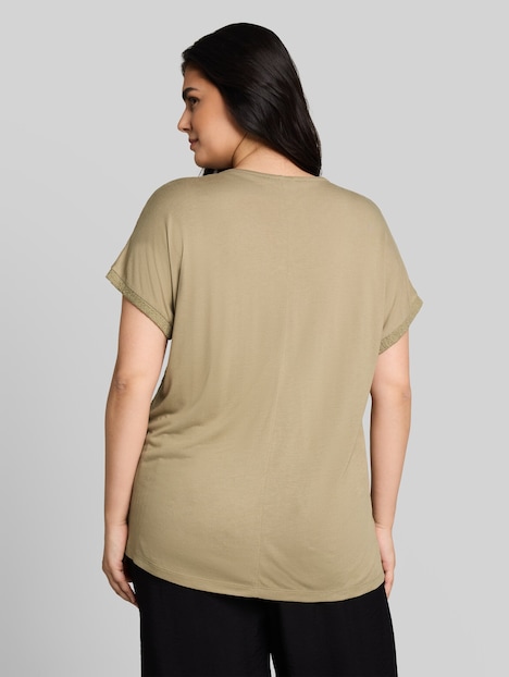 Loose Fit T-Shirt im Material-Mix