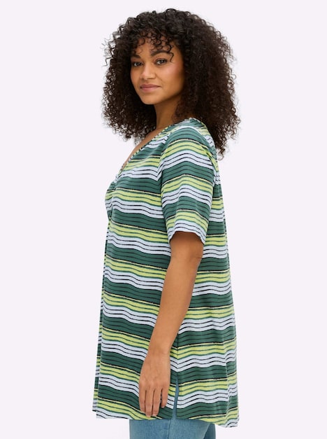 Longshirt Kurzarm Ohne Kragen