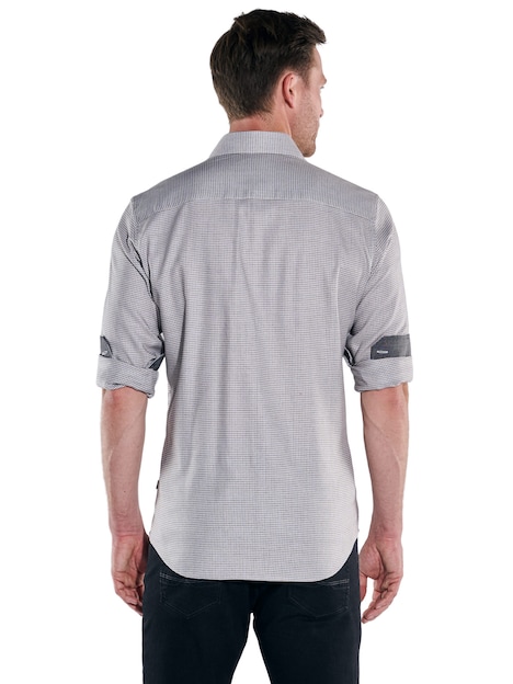 Herren Hemd mit Hahnentrittmuster , Beige