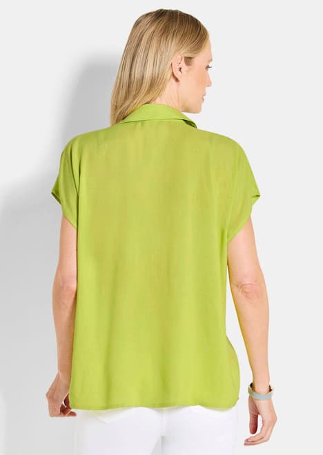 Blouse zonder sluiting met een open overhemdkraag