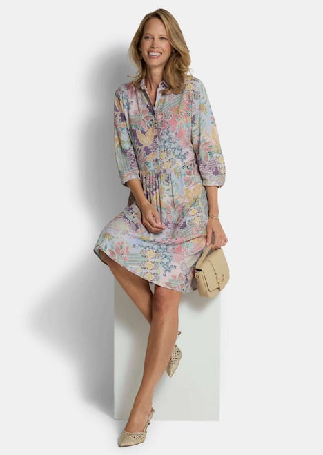 Elegantes Viskosekleid mit Patch-Muster