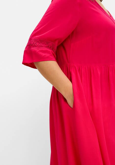 Blusenkleid 3/4-Arm Uni