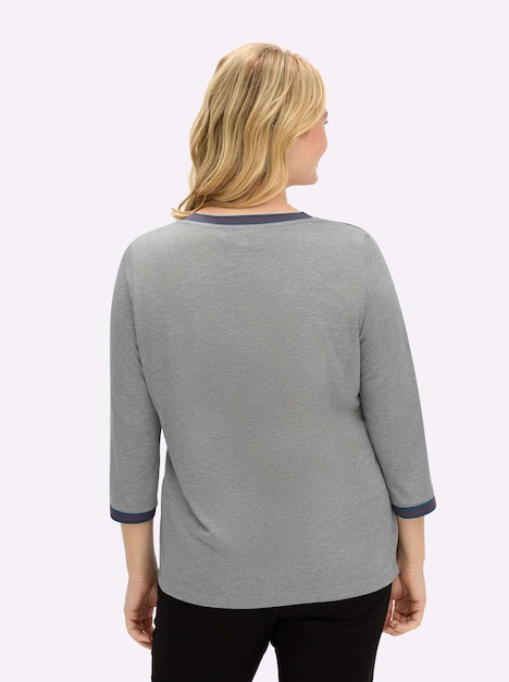 Druck-Shirt 3/4-Arm Sonstiges Muster Ohne Kragen