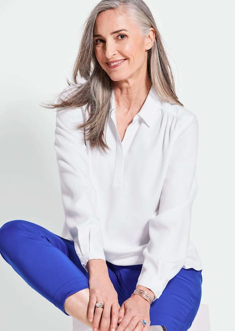 Elegante Viskosebluse mit Hemdkragen