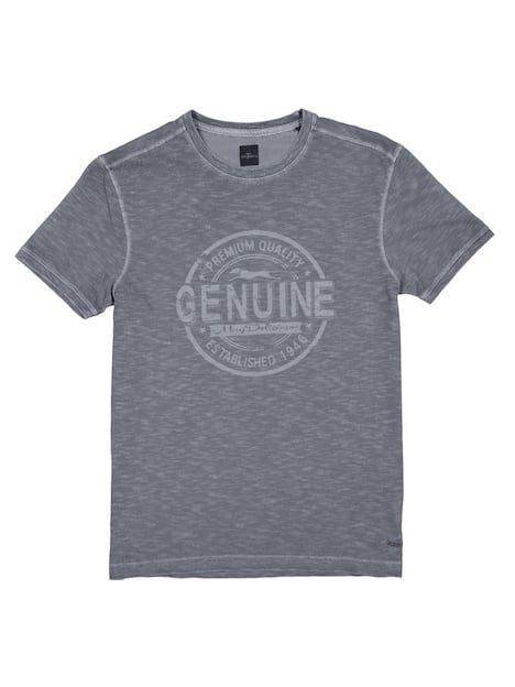 engbers Herren Rundhals Print T-Shirt mit Flammstruktur , Anthrazit