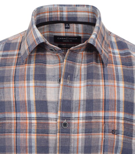 Leinenhemd Kurzarm kariert Casual Fit