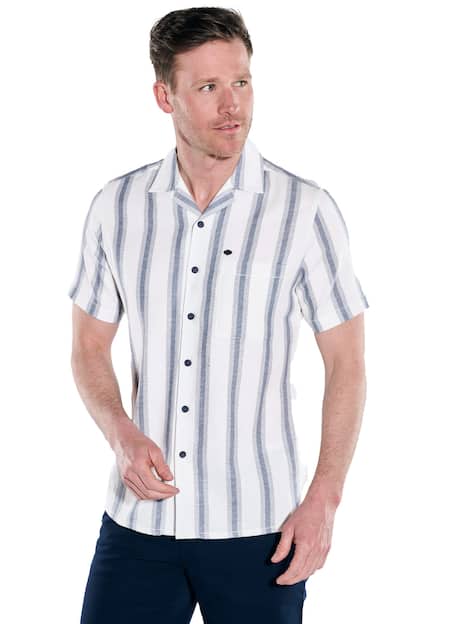 engbers Herren Kurzarm-Hemd gestreift , Naturweiss