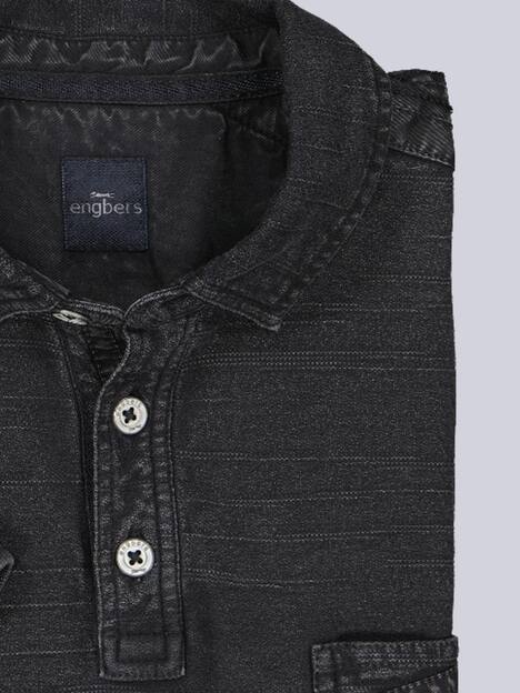 engbers Herren Polo-Shirt meliert , Schwarz