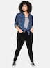 Jeansbluse Jeansbluse mit Druckknöpfen Langarm Uni Hemdkragen