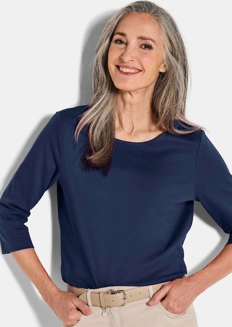 Basic Shirt mit U-Boot-Ausschnitt