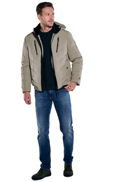 engbers Herren Steppjacke mit abnehmbarer Kapuze , Braunbeige