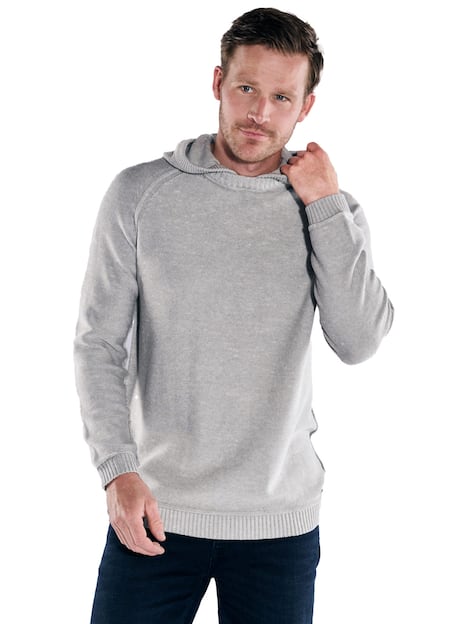 engbers Herren Pullover mit Kapuze , Silbergrau