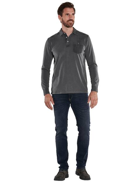 engbers Herren Langarm-Shirt mit Polokragen , Grau