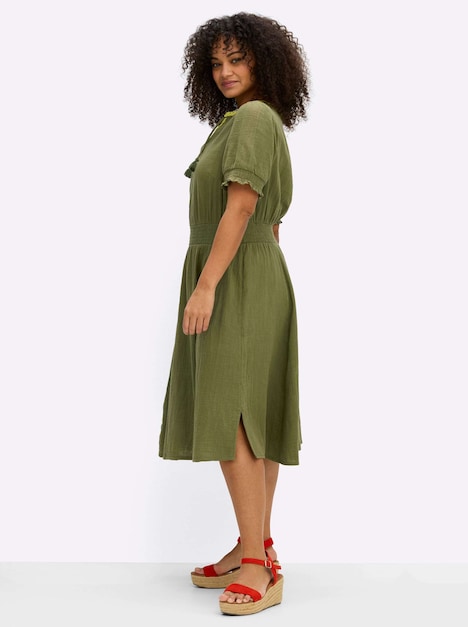 Kleid Kurzarm Ohne Kragen