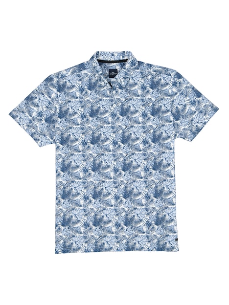 Herren Gemustertes Poloshirt mit Knopfleiste , Mittelblau