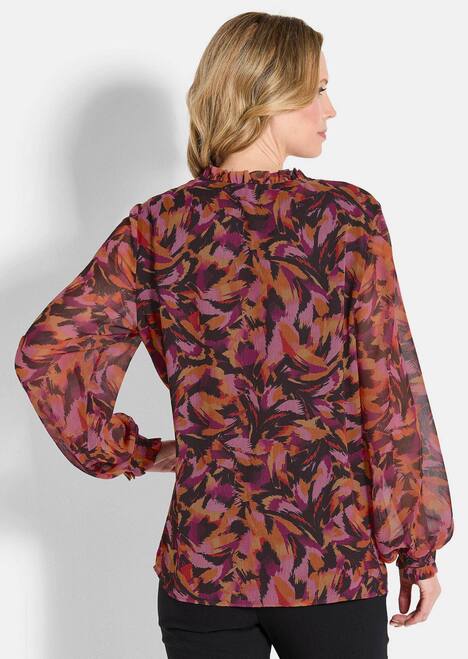 GOLDNER Blouse met print Blouse van chiffon met semi-transparante mouwen